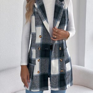 Plaid Double Breasted Vest