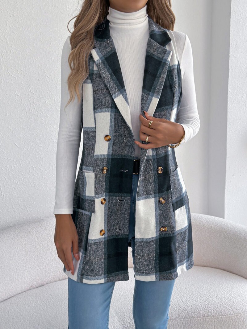 Plaid Double Breasted Vest