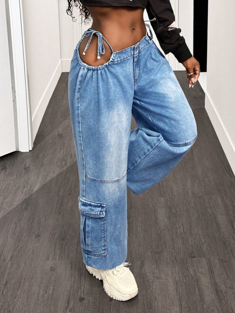 Straight Leg Cargo Jeans