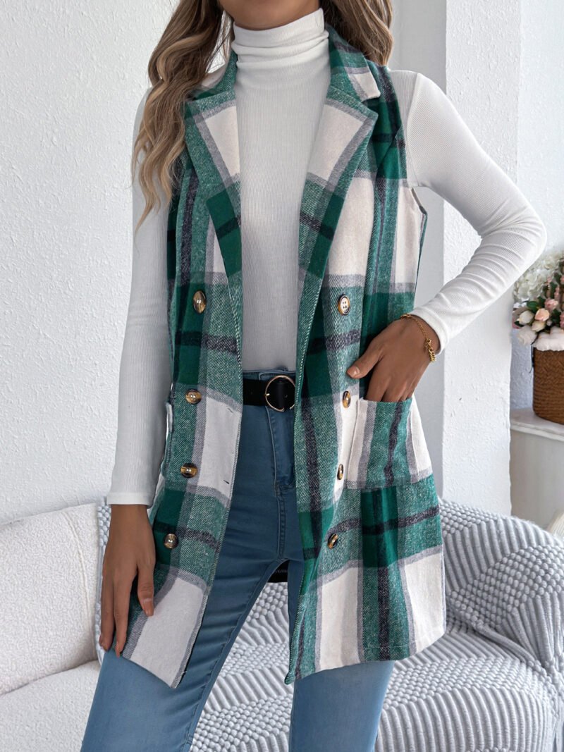 Plaid Double Breasted Vest