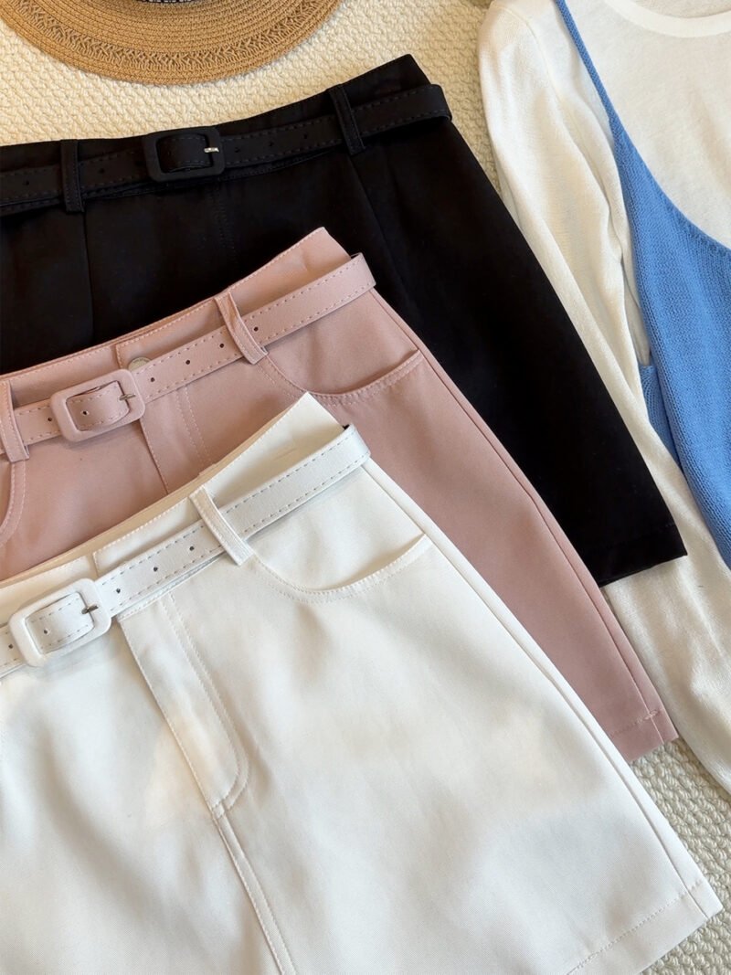 Belted High Waist A-Line Skirt