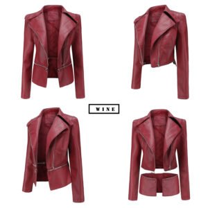 Slim Fit PU Leather Jacket