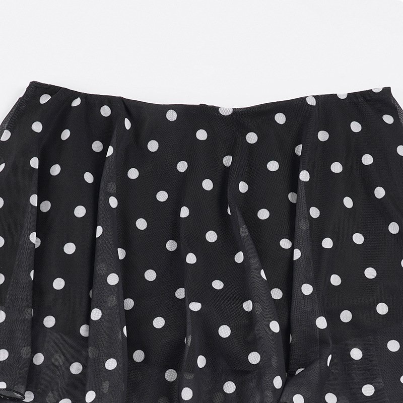 Polka Dot Mesh Mini Skirt