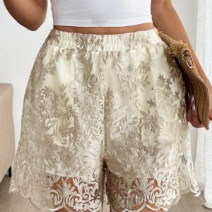 Lace Trim Wide Leg Shorts