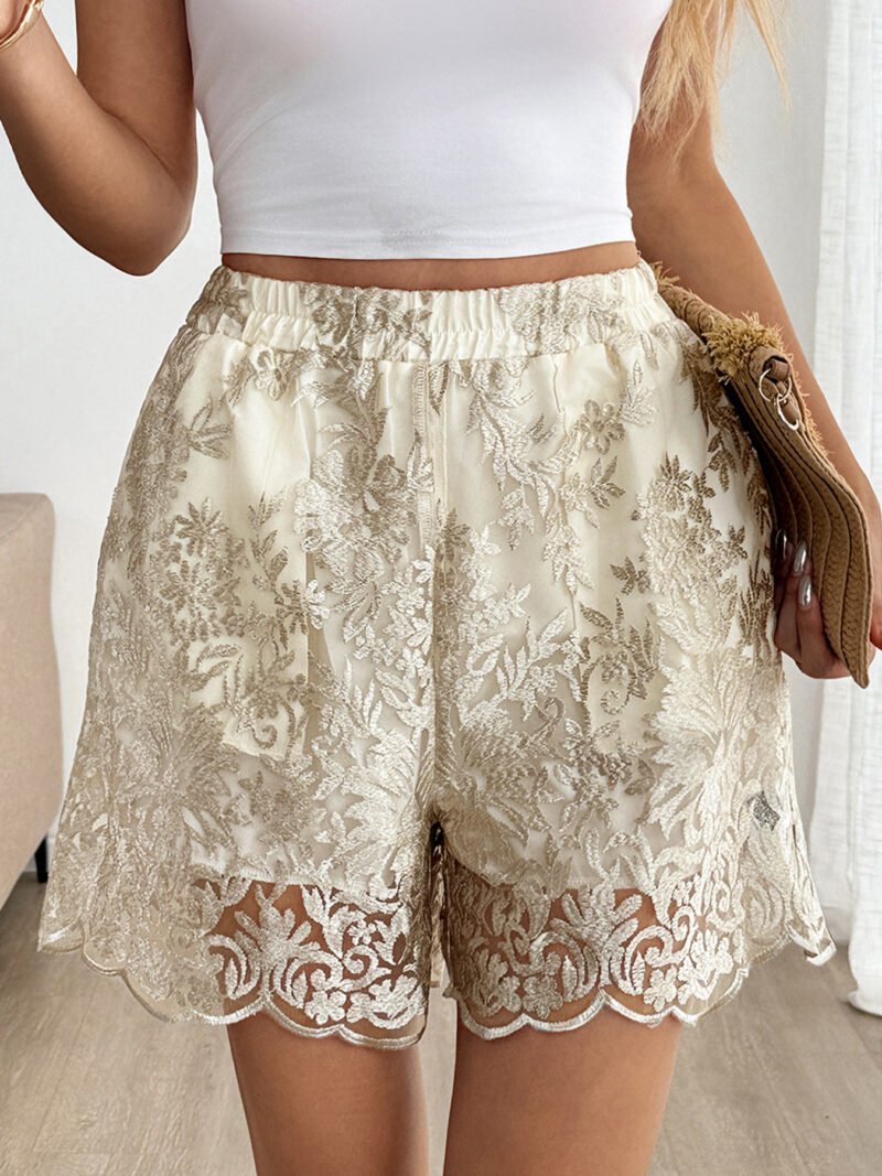 Lace Trim Wide Leg Shorts