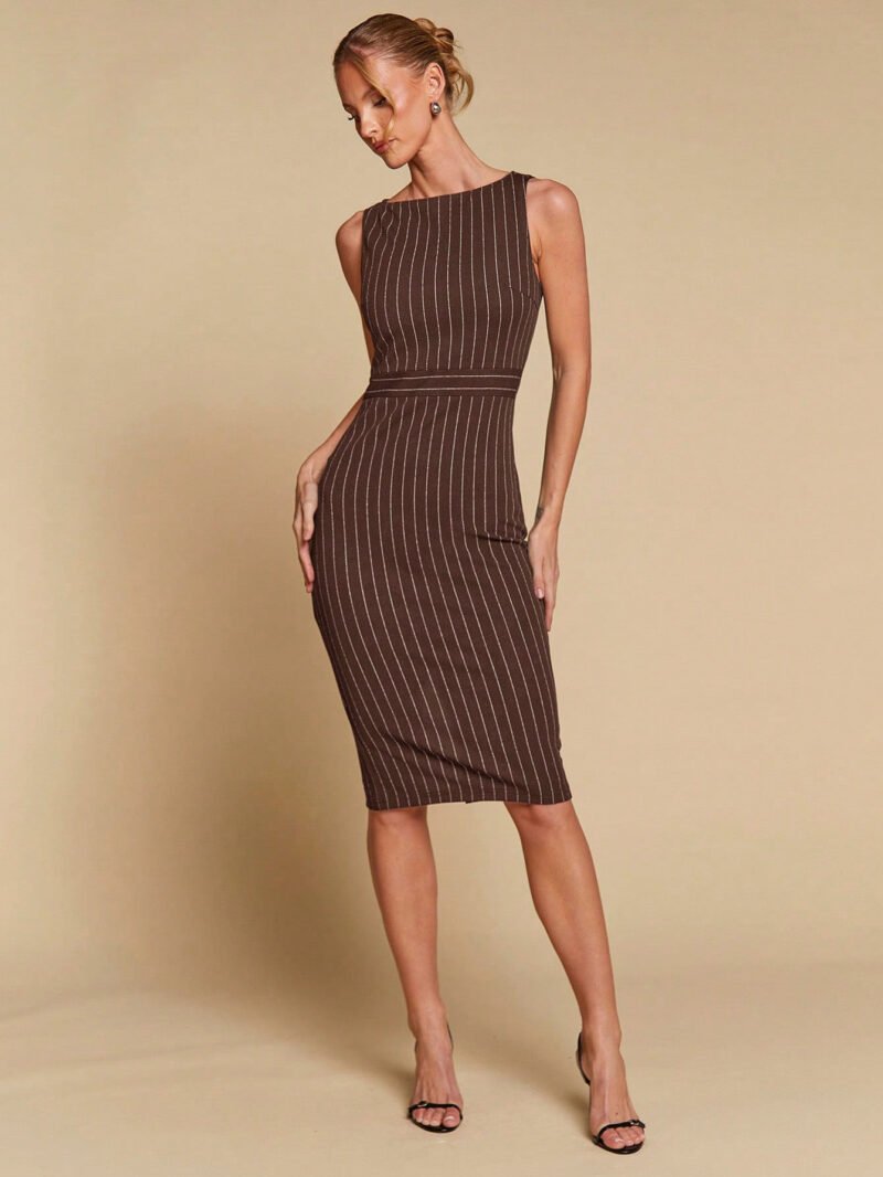 Striped Sleeveless Midi Dress