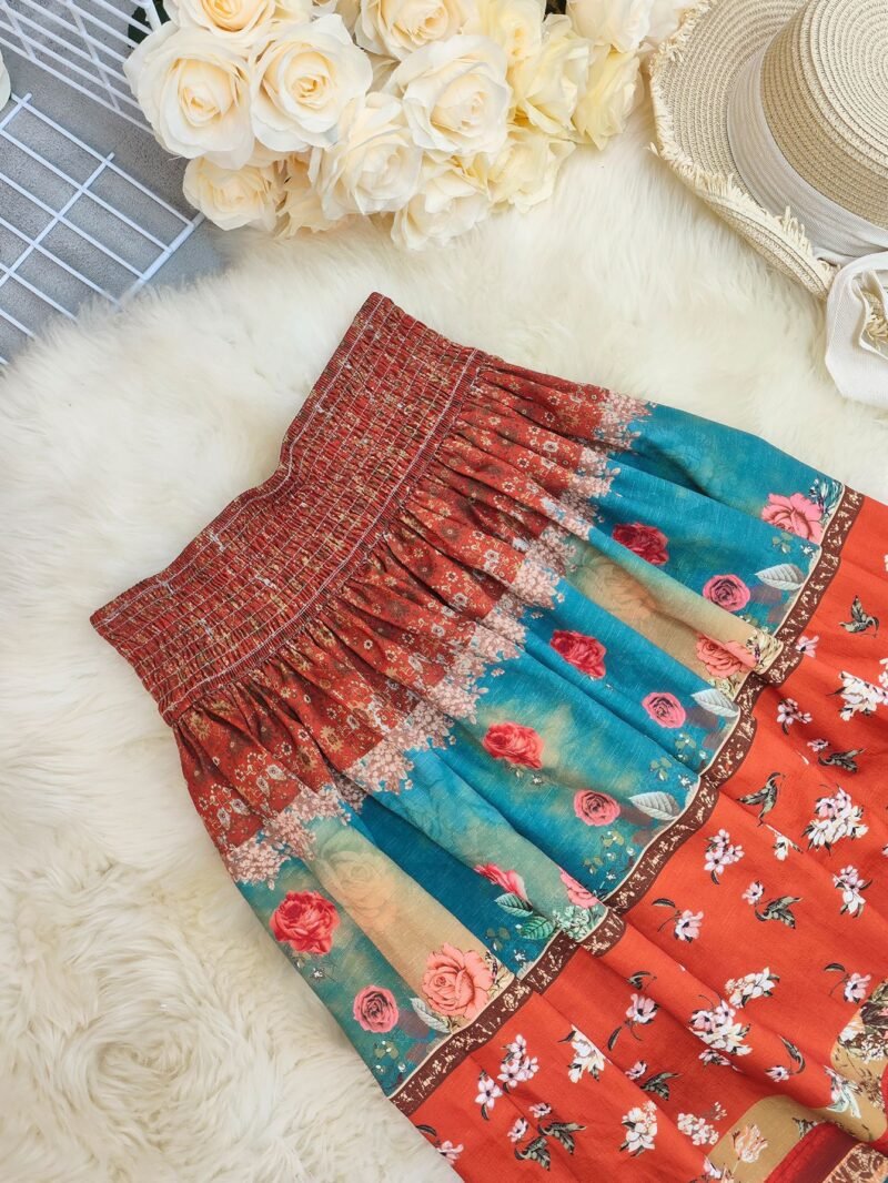 Printed High Waist Maxi Skirt