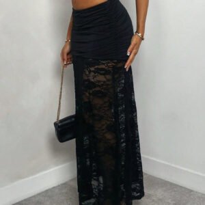 Lace Tulle Midi Skirt