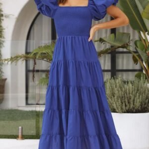 Smocked Off-Shoulder Maxi Dress