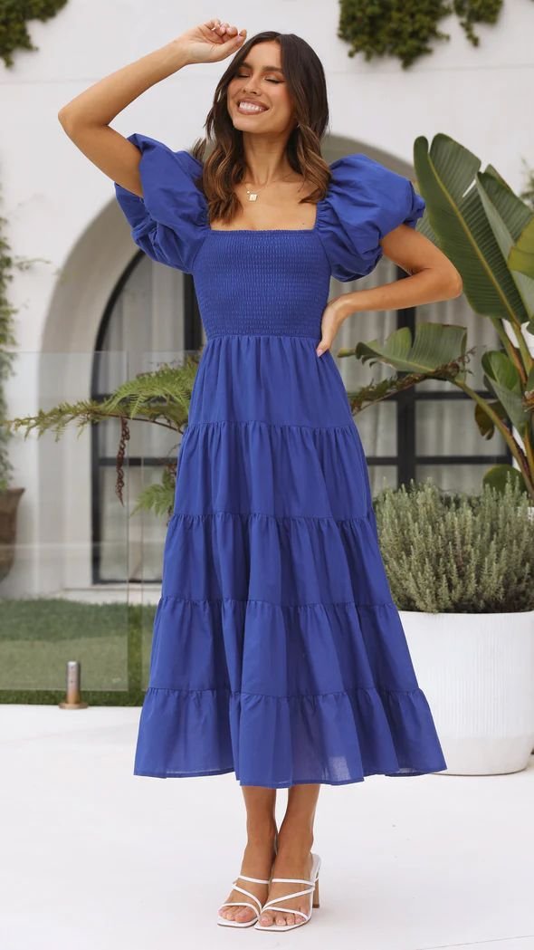 Smocked Off-Shoulder Maxi Dress