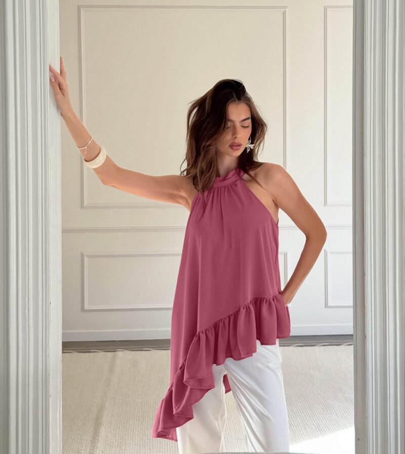 Asymmetric Halter Tank Top