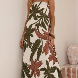 Printed Strapless Maxi Dress