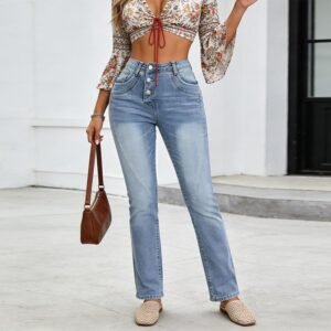 High Waist Straight Leg Jeans
