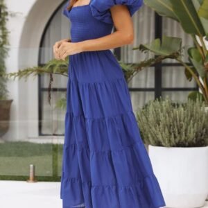 Smocked Off-Shoulder Maxi Dress