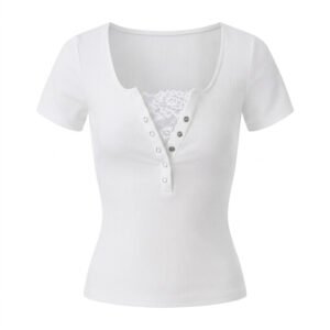 O1CN01P8xOoE1uAgLHIbHXT_2868995997-0-cib.jpg Lace Trim V-Neck Top