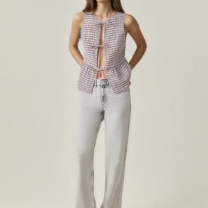 Plaid Lace Up Vest Top