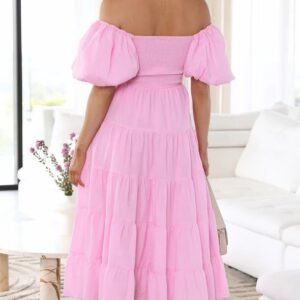 Smocked Off-Shoulder Maxi Dress