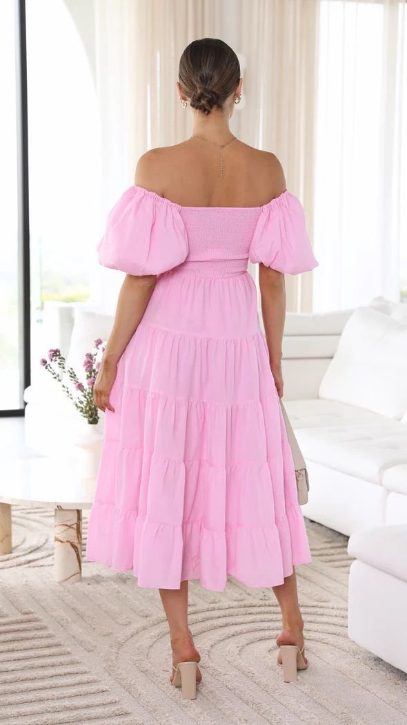 Smocked Off-Shoulder Maxi Dress