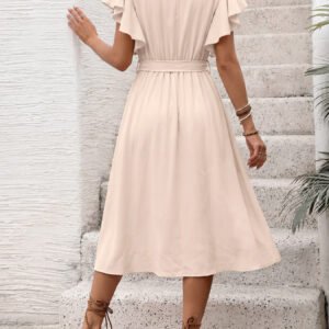 Belted Midi A-Line Dress