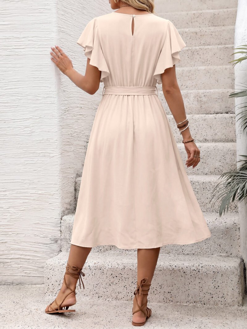 Belted Midi A-Line Dress