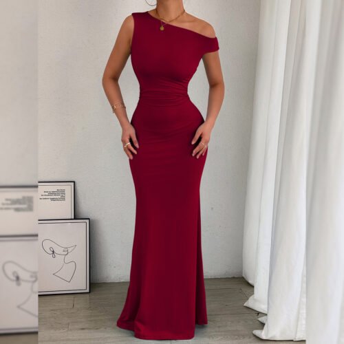 O1CN01Q3DX9C1cGUDzoKZ8R_2201304423573-0-cib.jpg Asymmetric Ruched Maxi Dress