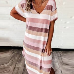 Striped Loose Midi Dress