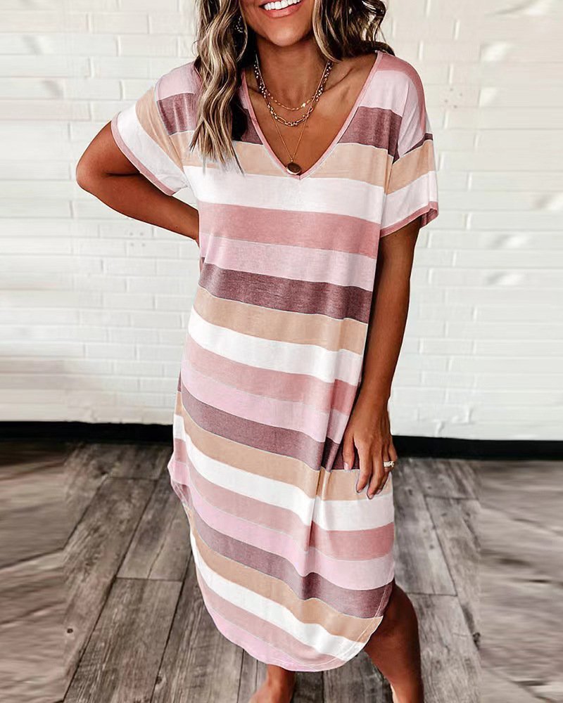 Striped Loose Midi Dress