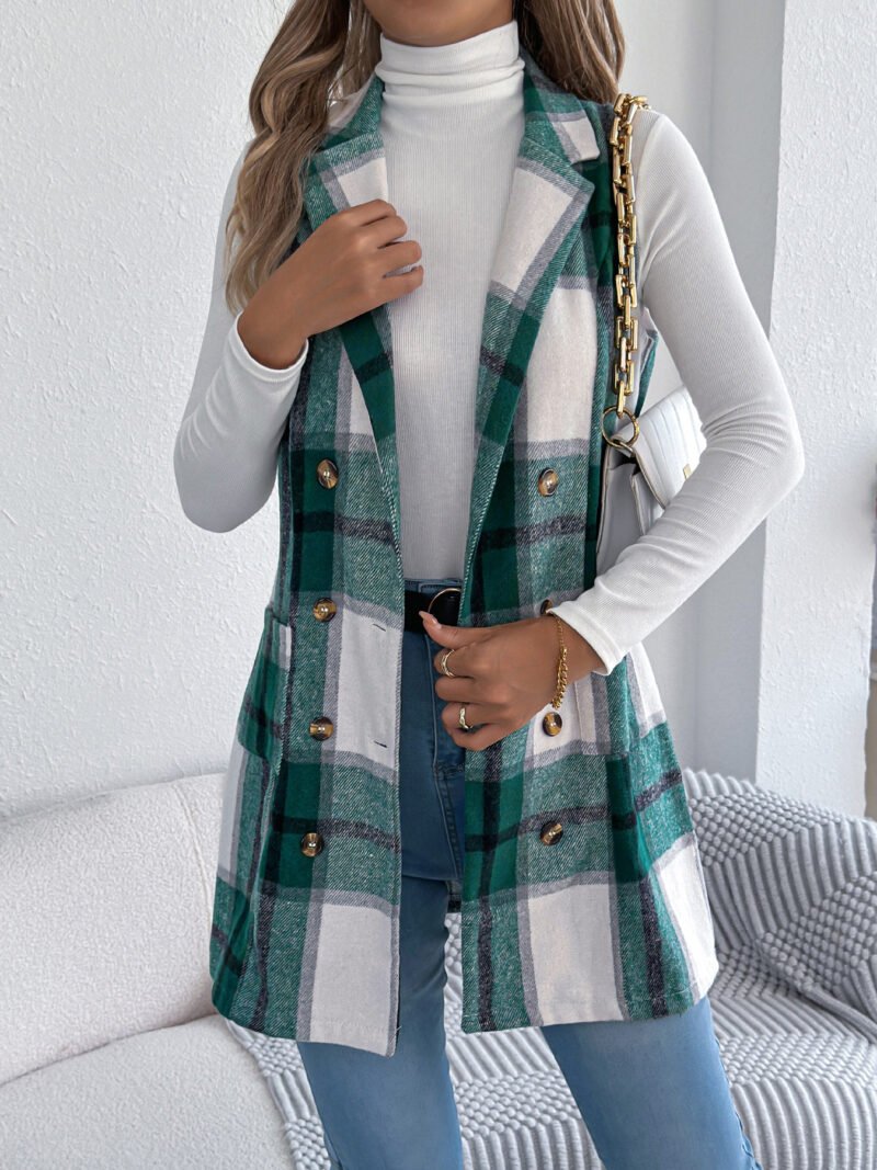 Plaid Double Breasted Vest