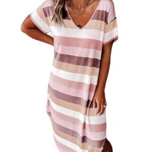 Striped Loose Midi Dress
