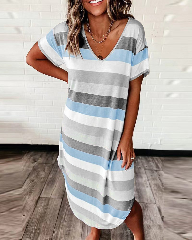 Striped Loose Midi Dress