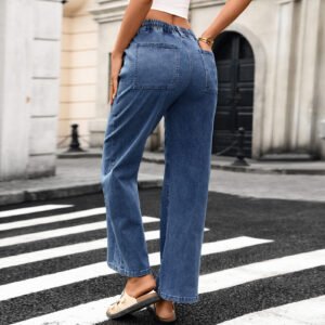 Washed Wide Leg Denim Pants