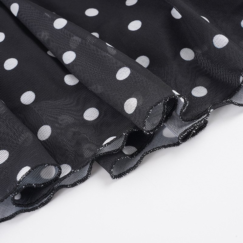 Polka Dot Mesh Mini Skirt