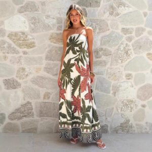 Printed Strapless Maxi Dress
