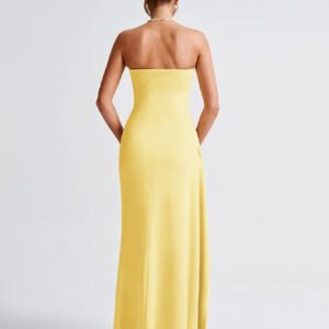 Asymmetric Strapless Maxi Dress