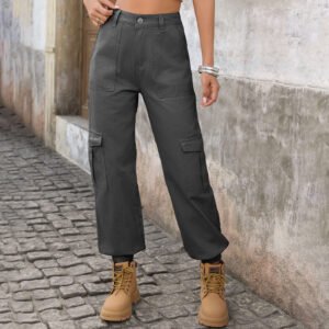 High Rise Straight Denim Trousers
