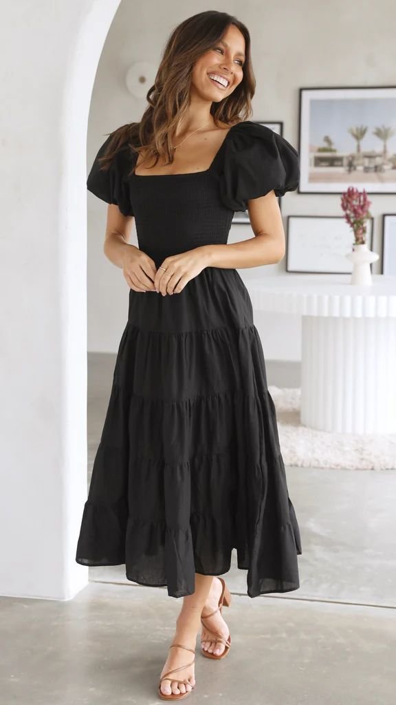 Smocked Off-Shoulder Maxi Dress