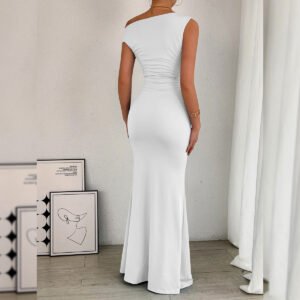 Asymmetric Ruched Maxi Dress