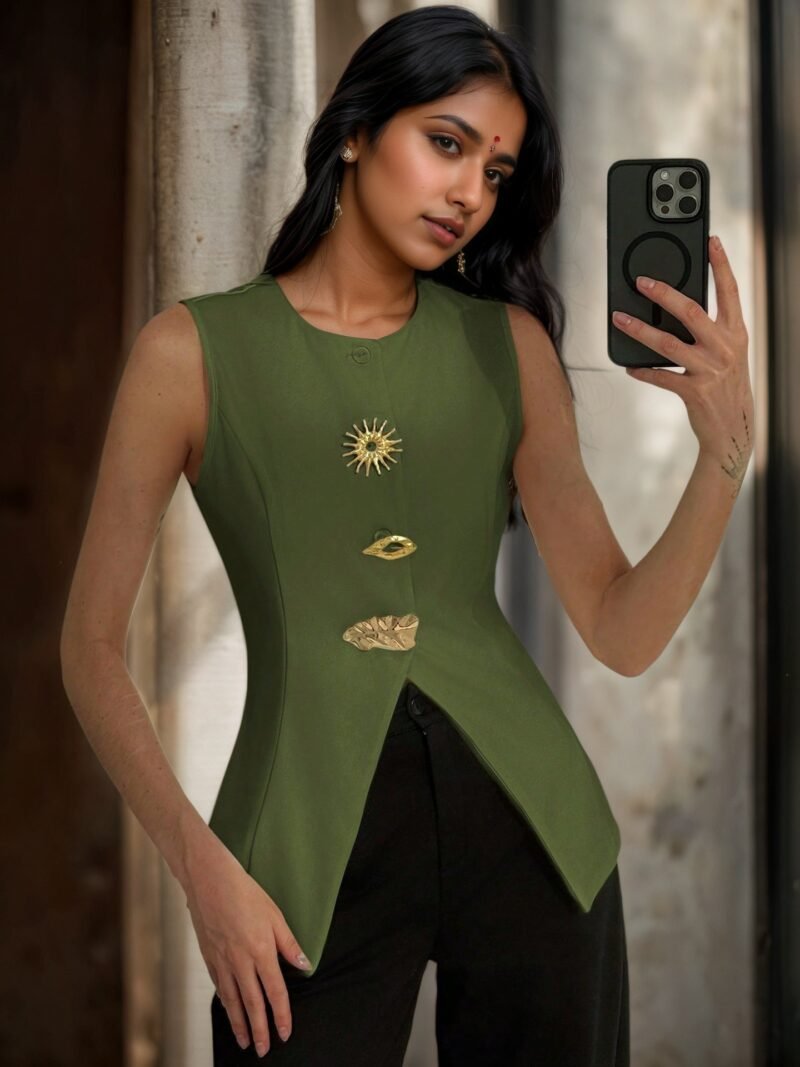 Button Split Vest Vest