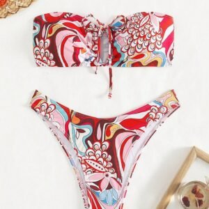 Printed Strapless Swimsuit