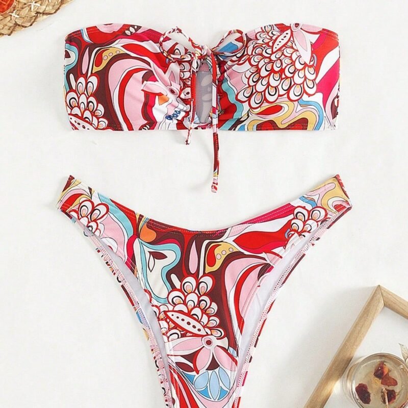 Printed Strapless Swimsuit