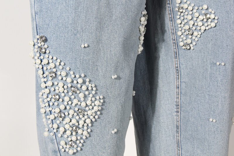 Beaded Straight Jeans