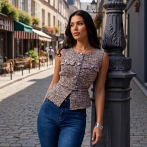 Belted Tweed Vest