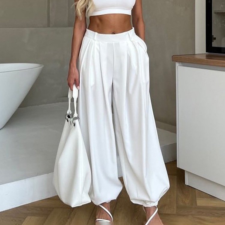 Pleated Wide Leg Trousers