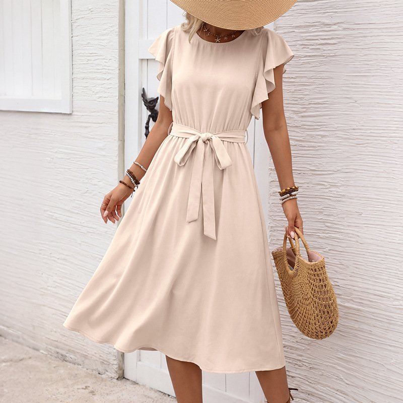 Belted Midi A-Line Dress