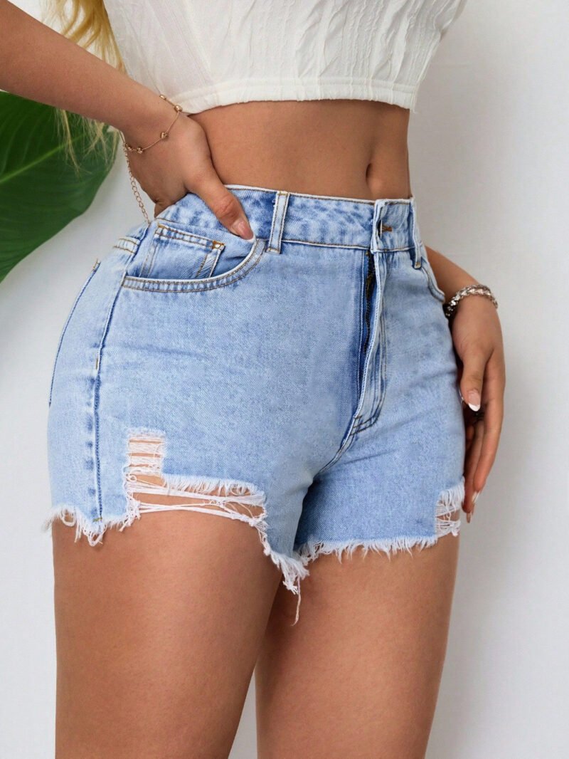 Ripped Denim Shorts