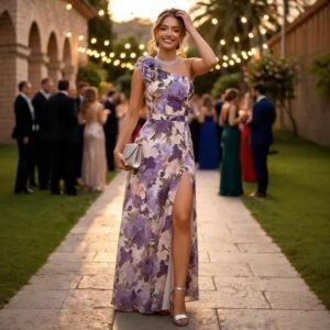One Shoulder Floral Maxi Dress