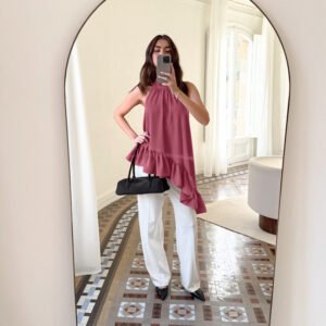 Asymmetric Halter Tank Top