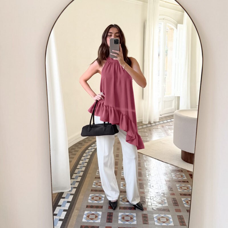 Asymmetric Halter Tank Top