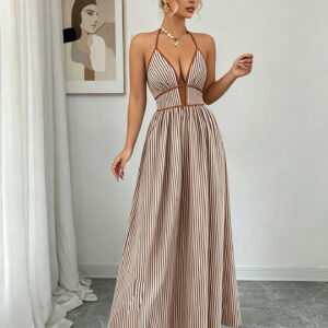 Striped Halter Maxi Dress