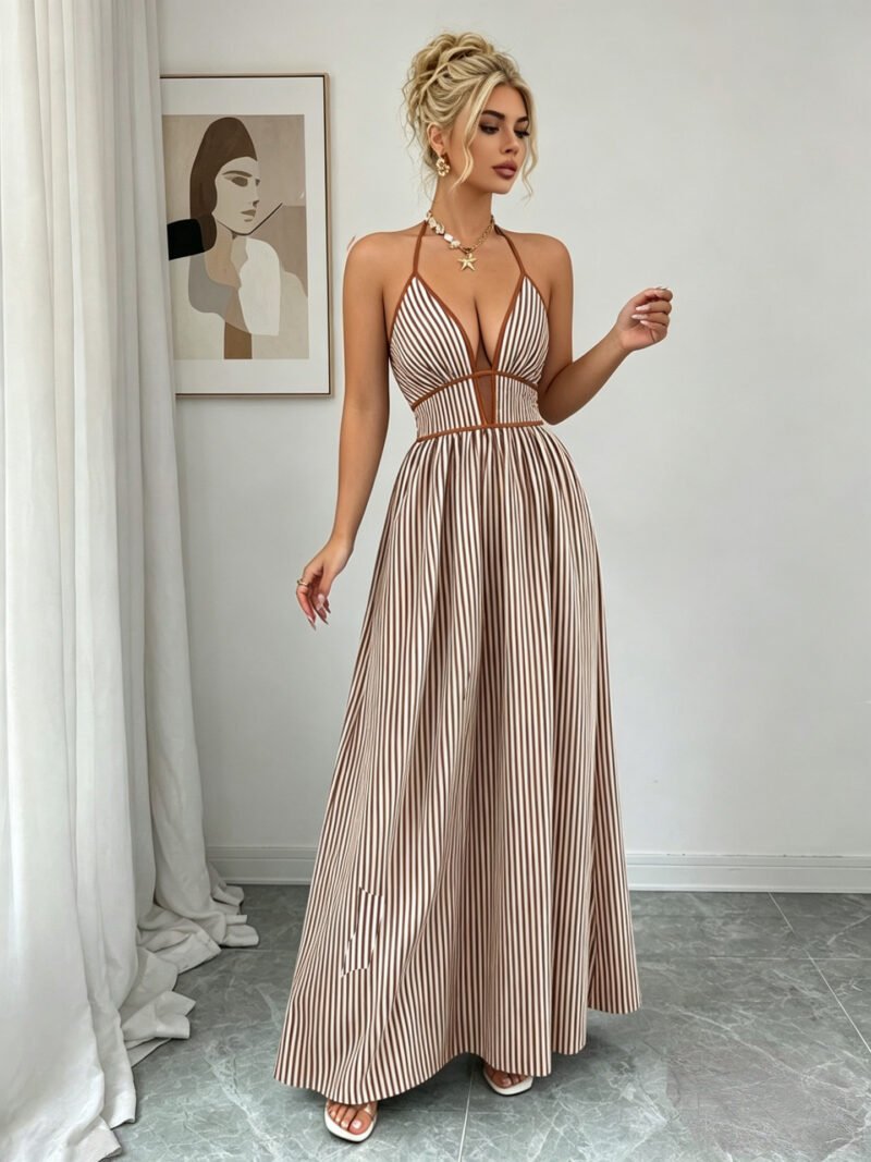 Striped Halter Maxi Dress